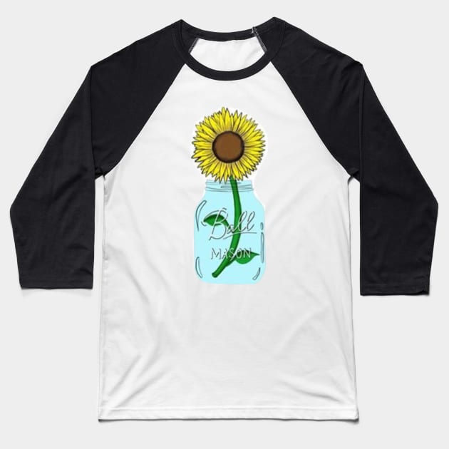 Sunflower in a Mason Jar Baseball T-Shirt by Meg-Hoyt